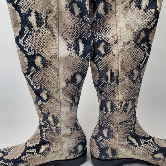 Stuart Weitzman pathython over the knee flat heel boots Cream - Picture 7 of 14